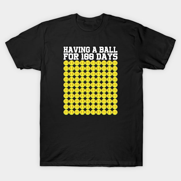 Softball 100 Days Of School Shirt Player Teacher Boy T-Shirt by Shaniya Abernathy